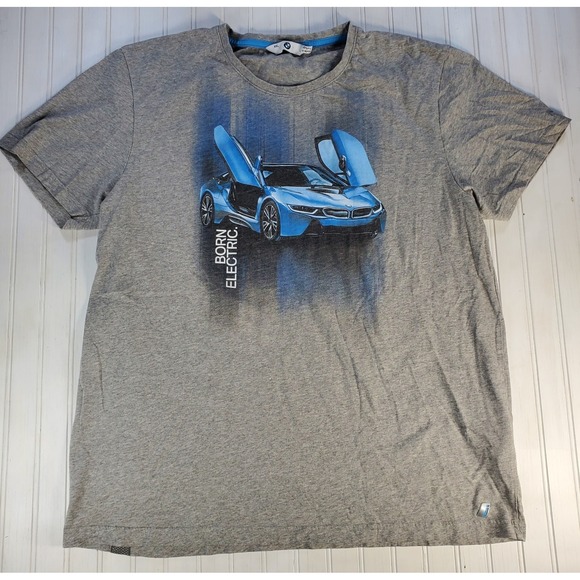 BMW i8 Born Electric Car Promo Gray T-Shirt Size 2XL Vintage Style Retro